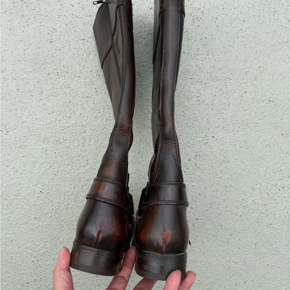 Frye Women's Knee High Dark Brown Riding Boots - Picture 3 of 13